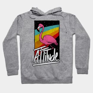 Flamingo Attitude Vintage Rainbow Funny Illustration Hoodie